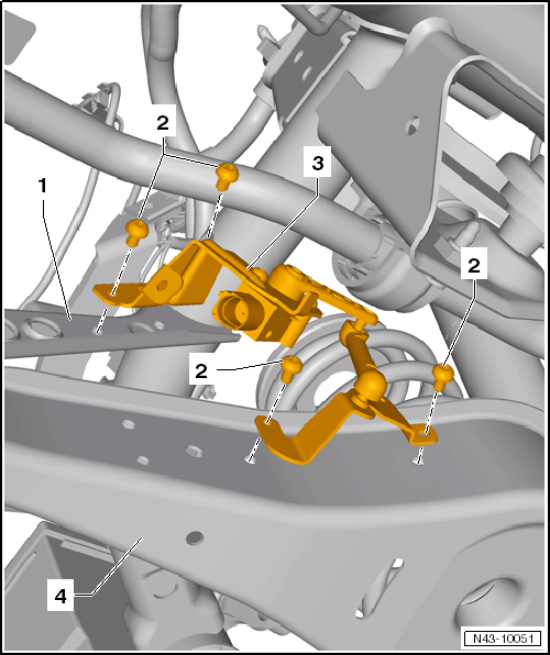 Volswagen Tiguan. Overview - Left Rear Level Control System Sensor -G76- Adaptive Chassis DCC, FWD