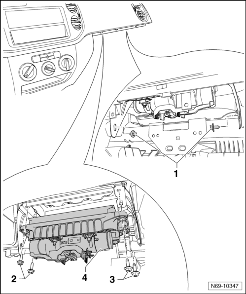 Volswagen Tiguan. Front Passenger Side Airbag Unit, Removing and Installing