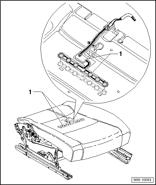 Volswagen Tiguan. Front Passenger Occupant Detection Sensor -G128-, Removing and Installing