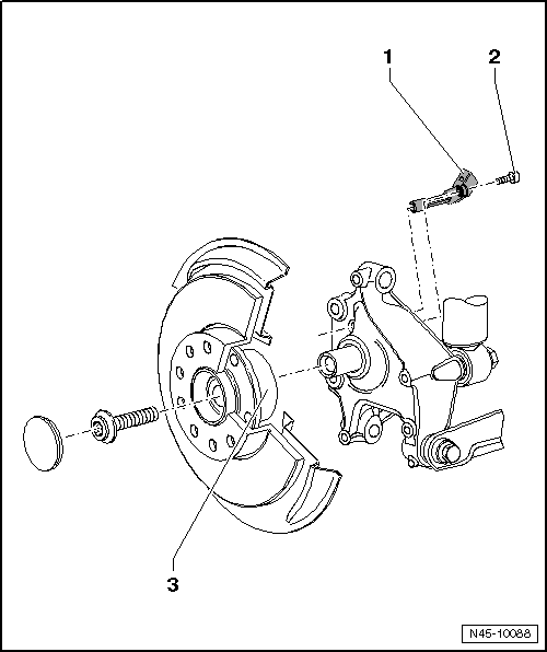 Volswagen Tiguan. ABS Components on Rear Axle, Removing and Installing, FWD