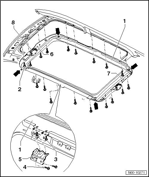 Volswagen Tiguan. Assembly Frame, Removing and Installing