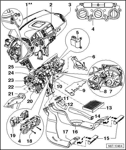 Volswagen Tiguan. Component Location Overview - Inside Front Passenger Compartment, Climatic