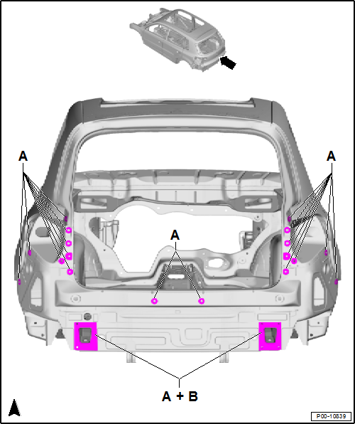 Volswagen Tiguan. Rear Lid End Piece Cover Points