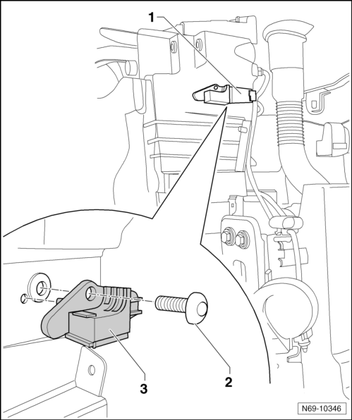 Volswagen Tiguan. Driver Front Airbag Crash Sensor -G283-, Removing and Installing