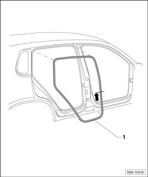 Volswagen Tiguan. Inner Door Seal, Removing and Installing