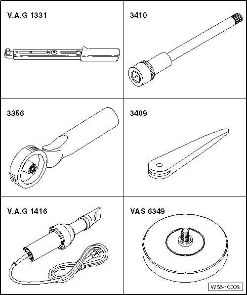 Volswagen Tiguan. Special tools and workshop equipment required