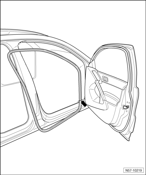 Volswagen Tiguan. Inner Door Seal, Removing and Installing