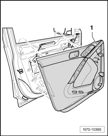 Volswagen Tiguan. Front Door Trim Panel, Removing and Installing