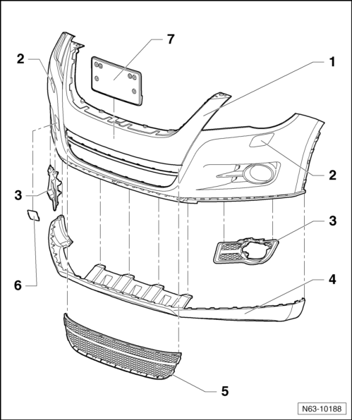 Volswagen Tiguan. Front Bumper Cover Attachments