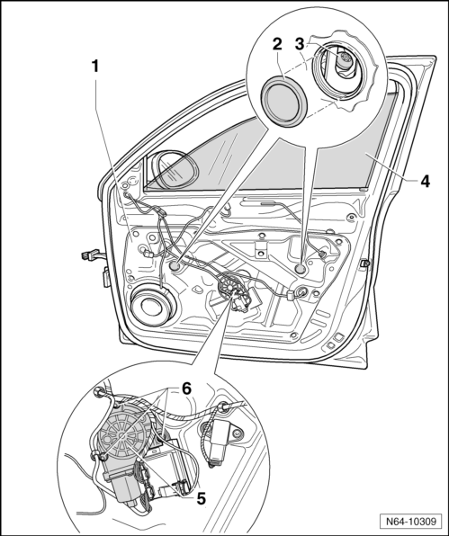 Volswagen Tiguan. Door Window, Removing and Installing