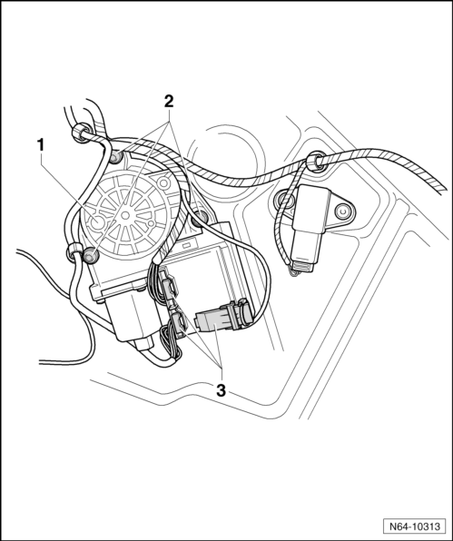 Volswagen Tiguan. Window Regulator Motor, Removing and Installing