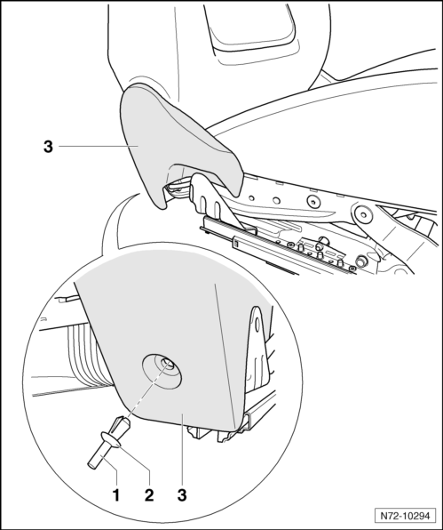 Volswagen Tiguan. Tunnel-Side Trim Panel, Removing and Installing