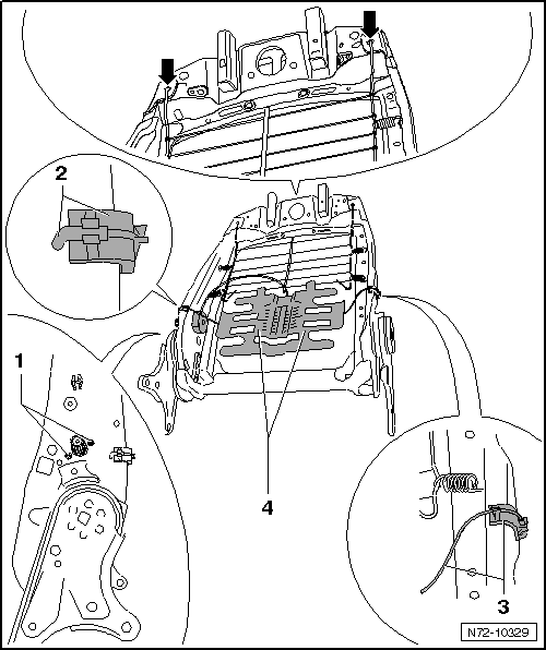 Volswagen Tiguan. Two-Way Manual Lumbar Support, Removing and Installing