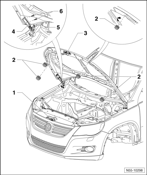 Volswagen Tiguan. Hood, Adjusting