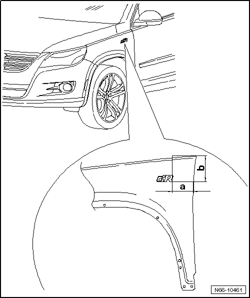 Volswagen Tiguan. Left Fender Name Badge Dimensions