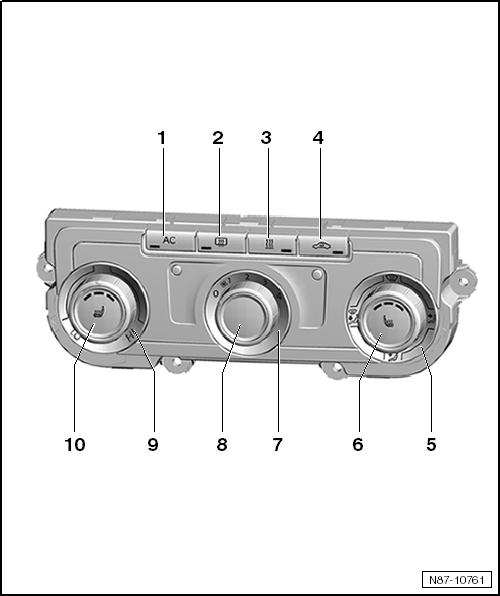 Volswagen Tiguan. Overview - Display Control Head, Electric-Manual Climate Control System through 11/05/2012