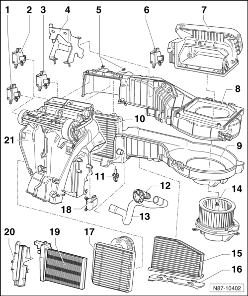 Volswagen Tiguan. Overview - Heater and A/C Unit, Climatronic