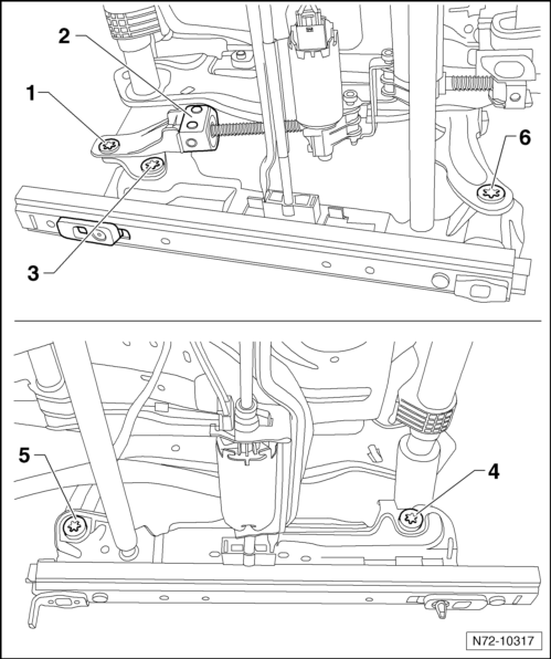 Volswagen Tiguan. Seat Forward/Backward Adjuster, Removing and Installing