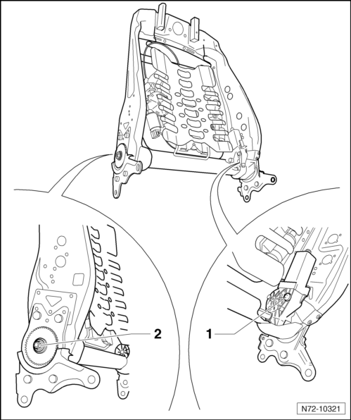 Volswagen Tiguan. Backrest Adjustment Drive, Removing and Installing