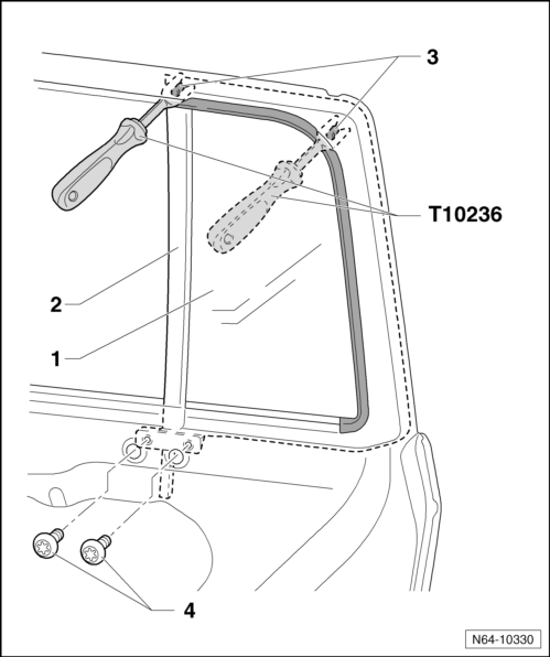 Volswagen Tiguan. Fixed Door Window, Removing and Installing