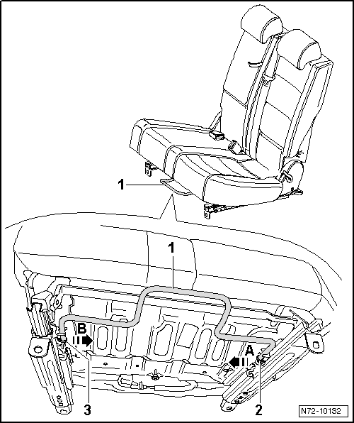 Volswagen Tiguan. Bench Seat Forward/Backward Adjustment Lever, Removing and Installing