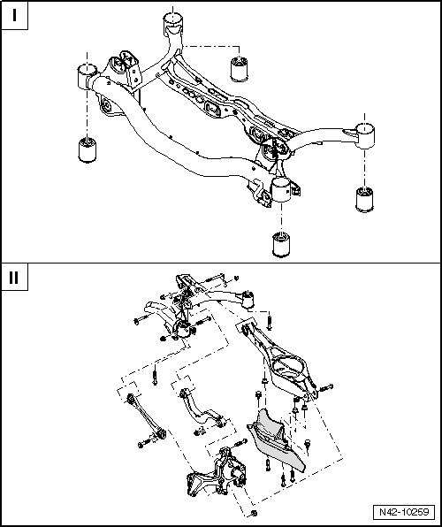 Volswagen Tiguan. Rear Suspension, FWD, Servicing