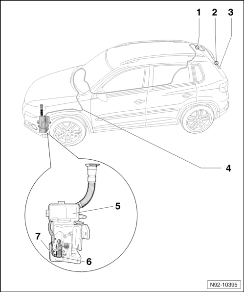 Volswagen Tiguan. Overview - Rear Window Washer System