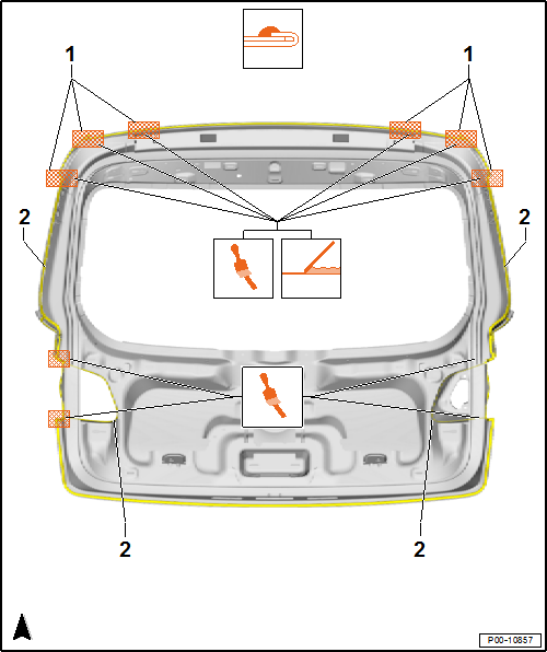 Volswagen Tiguan. Rear Lid Seam Seal, Interior View