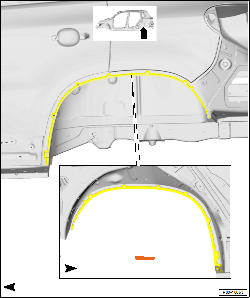 Volswagen Tiguan. Inner Left Rear Wheel Housing Seam Seal