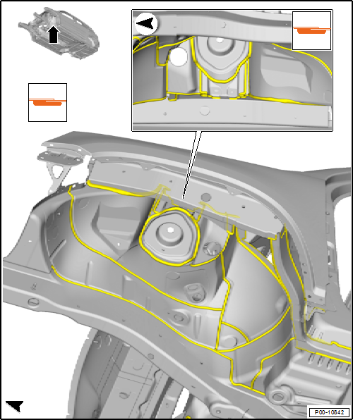 Volswagen Tiguan. Seam Sealing on Left Front Wheel Housing