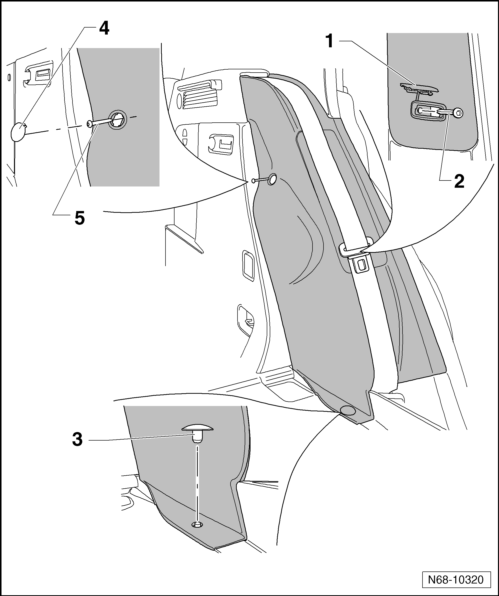 Volswagen Tiguan. Rear Wheel Housing Trim Panel, Removing and Installing, with Rear Side Airbag