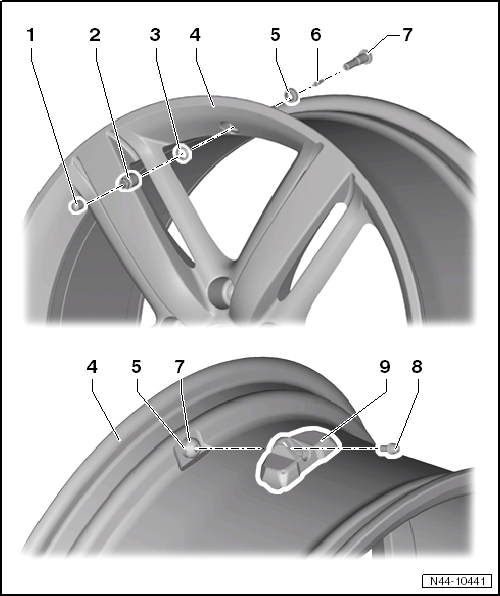 Volswagen Tiguan. Overview - Tire Pressure Monitoring Sensor, Version 1