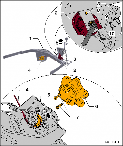 Volswagen Tiguan. Release Cable, Installing