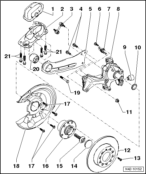 Volswagen Tiguan. Overview - Wheel Bearing Housing, Trailing Arm, FWD