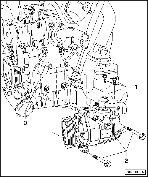 Volswagen Tiguan. A/C Compressor, Removing and Installing