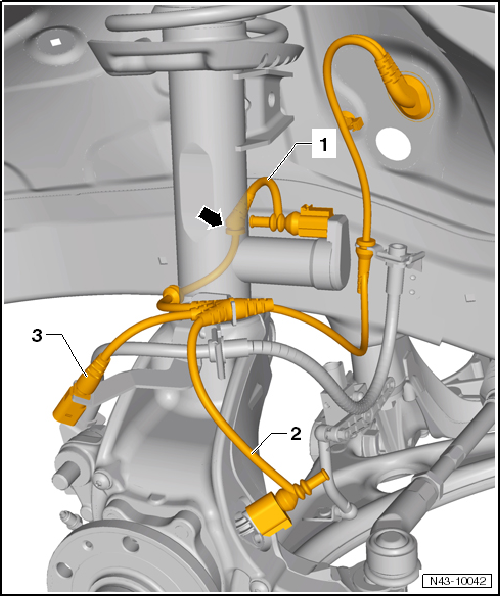 Volswagen Tiguan. Left Front Axle Wire Routing