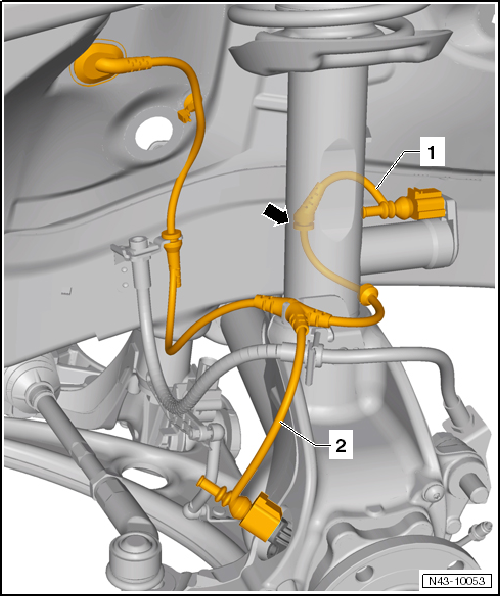 Volswagen Tiguan. Right Front Axle Wire Routing