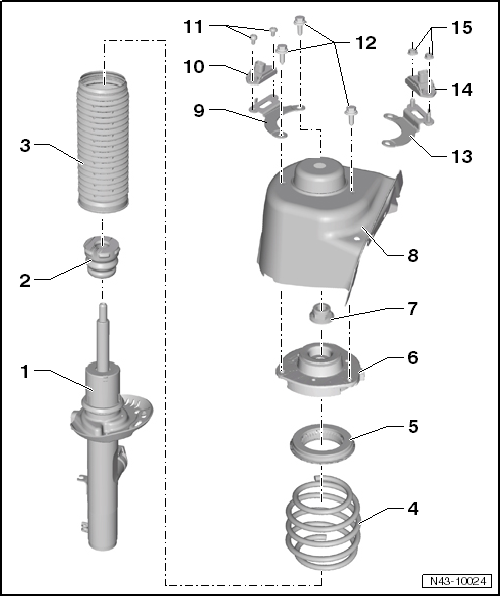 Volswagen Tiguan. Adaptive Chassis DCC Suspension Strut