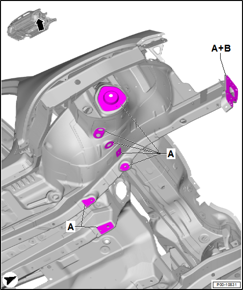 Volswagen Tiguan. Right Front Wheel Housing Cover Points