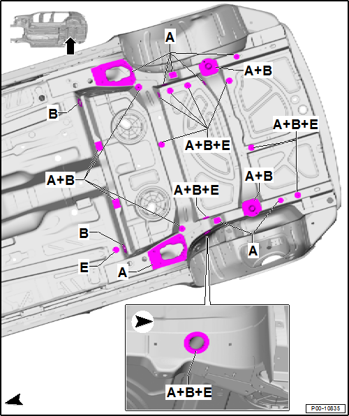 Volswagen Tiguan. Rear Underbody Cover Points