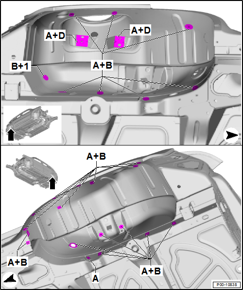 Volswagen Tiguan. Rear Wheel Housing Cover Points