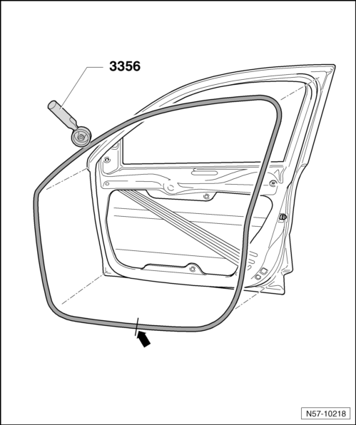 Volswagen Tiguan. Outer Door Seal, Removing and Installing