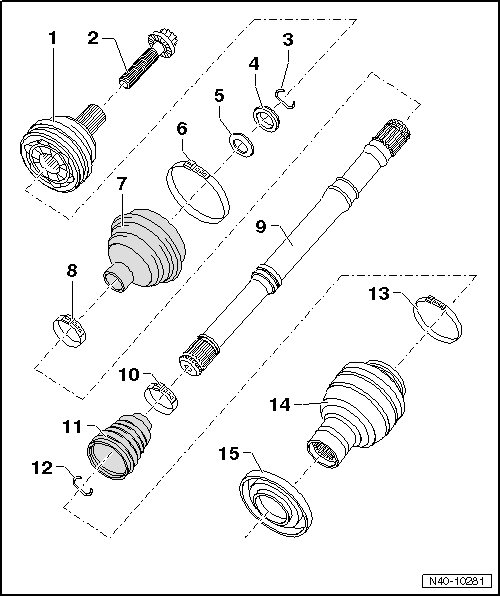 Volswagen Tiguan. Overview - Drive Axle with CV Joint VL107