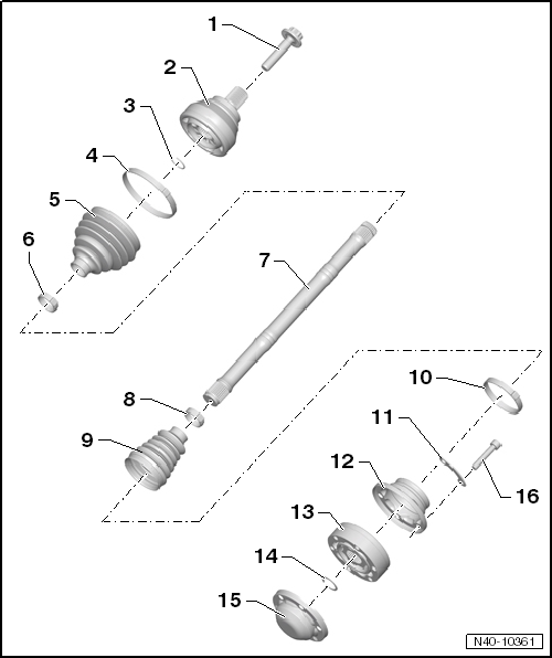 Volswagen Tiguan. Overview - Drive Axle with CV Joint VL 107 Bolted