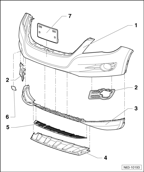 Volswagen Tiguan. Front Bumper Cover Attachments