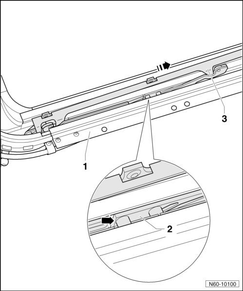 Volswagen Tiguan. Front Sunroof Glass Panel Tilt Mechanism and Cable, Removing and Installing