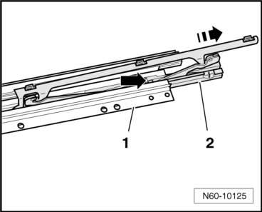 Volswagen Tiguan. Front Sunroof Glass Panel Tilt Mechanism and Cable, Removing and Installing