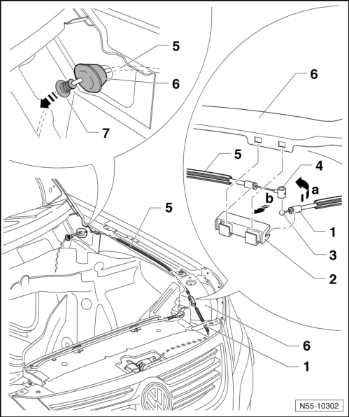 Volswagen Tiguan. Release Cable, Disconnecting