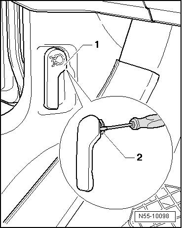 Volswagen Tiguan. Release Lever, Removing and Installing