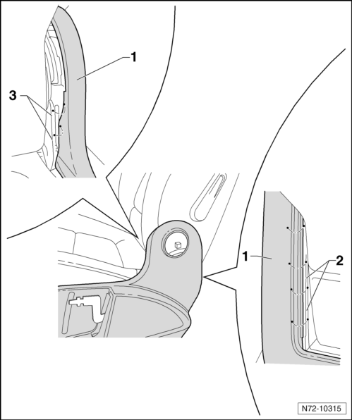 Volswagen Tiguan. Sill-Side Trim Panel, Removing and Installing